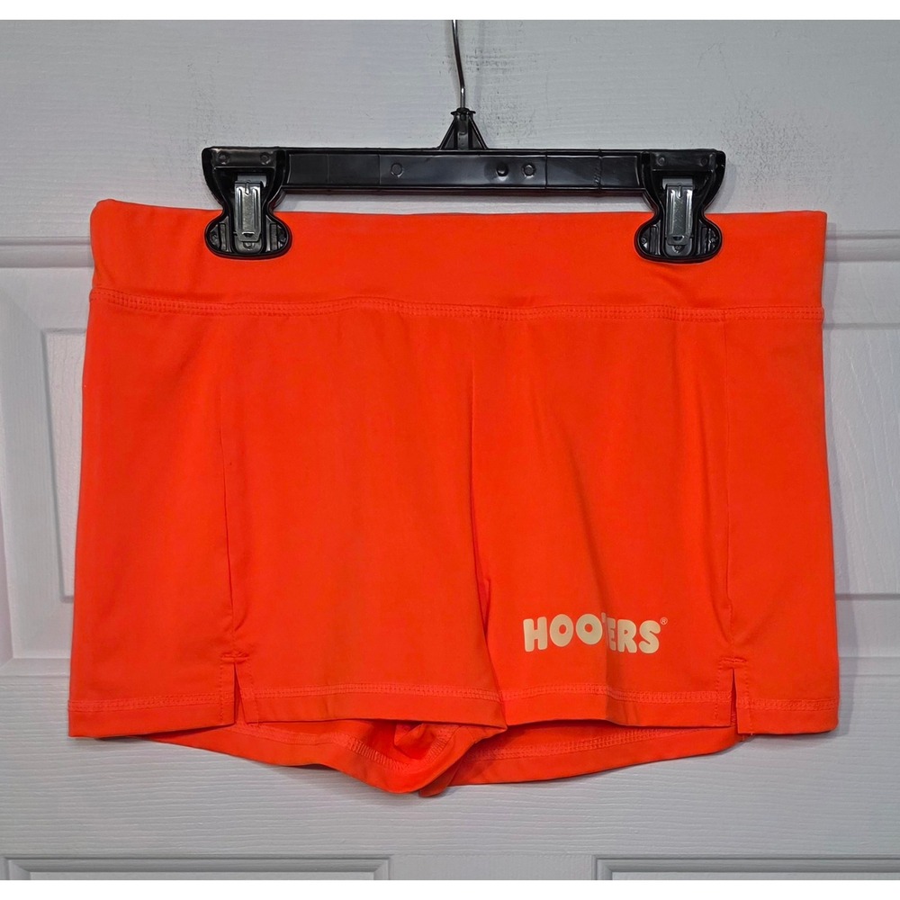 Hooters Women Orange Uniform Shorts Medium Athletic Stretchy Waitress Costume